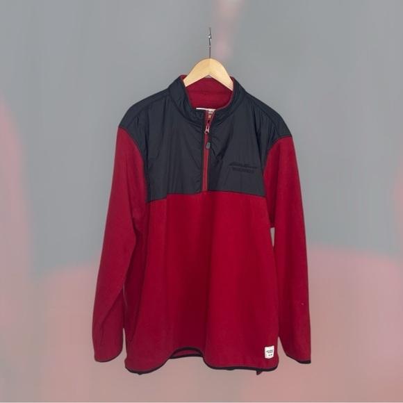 Eddie Bauer Other - Eddie Bauer Workwear Men's  1/4 Zip Red and Black fleece Top XL